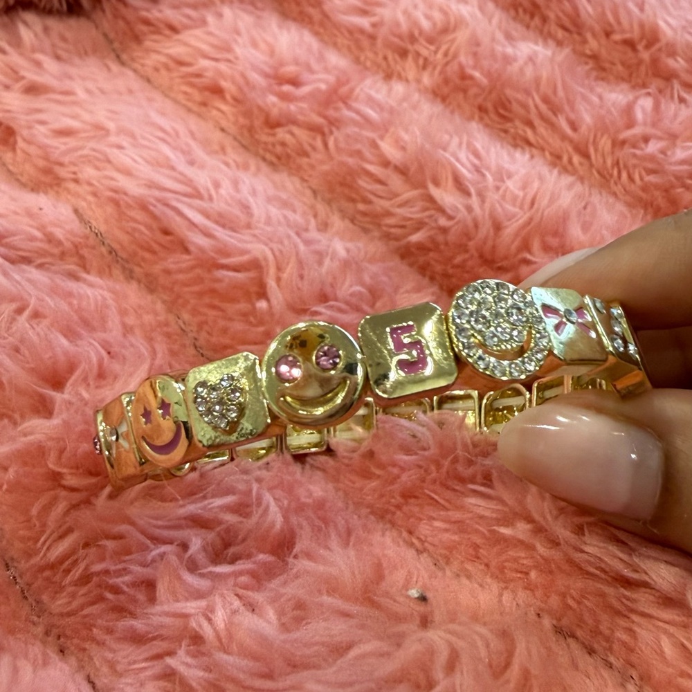 Gold and Pink Charm Bracelet